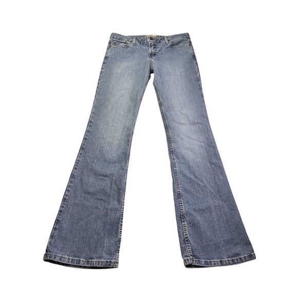 LEI Juniors Bootcut Jeans Size 11 Flap Back Pockets Distressed Medium Wash - Picture 1 of 8
